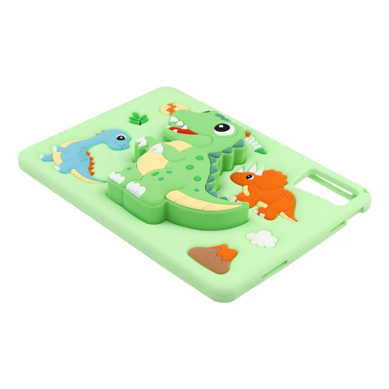 Dinosaur Tablet Case for Xiaomi Redmi Pad 2 11 / Pad SE / Honor Pad X9 / X8a / X8b , Retractable Kickstand Silicone Cover with Shoulder Strap