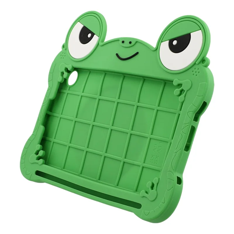 For Samsung Galaxy Tab A11 / Tab A9 Case Rotating Kickstand Cute Frog Design Silicone Tablet Cover with Lanyard