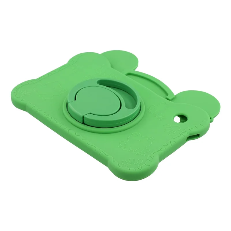 For Samsung Galaxy Tab A11 / Tab A9 Case Rotating Kickstand Cute Frog Design Silicone Tablet Cover with Lanyard