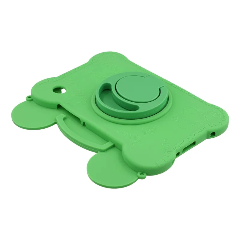 For Samsung Galaxy Tab A11 / Tab A9 Case Rotating Kickstand Cute Frog Design Silicone Tablet Cover with Lanyard