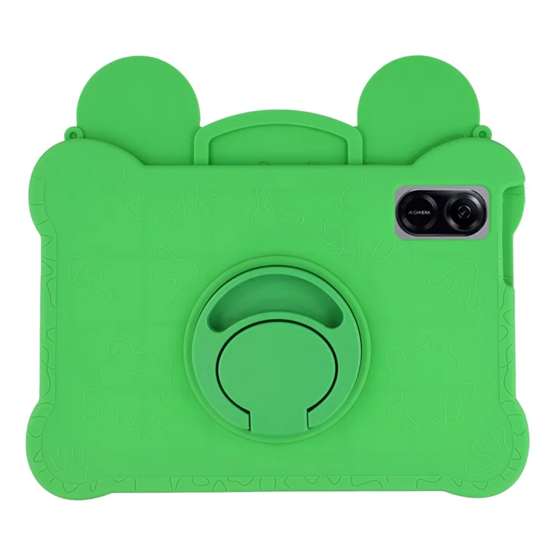 For Honor Pad X9 / X8a / X8b Case Rotating Kickstand Cute Frog Design Silicone Tablet Cover with Lanyard