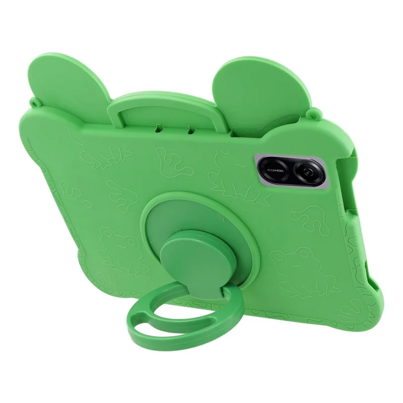 For Honor Pad X9 / X8a / X8b Case Rotating Kickstand Cute Frog Design Silicone Tablet Cover with Lanyard