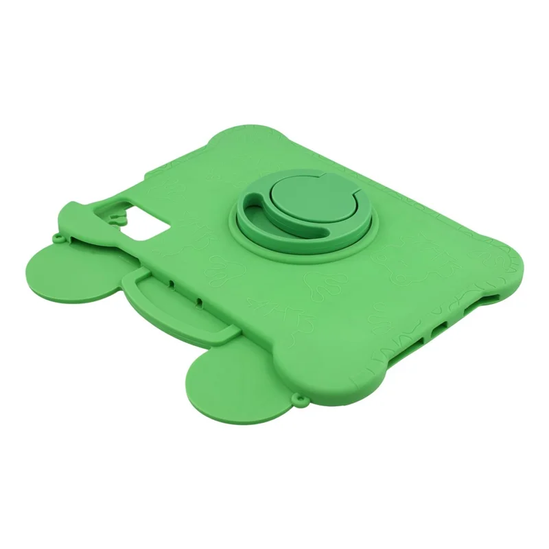 For Honor Pad X9 / X8a / X8b Case Rotating Kickstand Cute Frog Design Silicone Tablet Cover with Lanyard