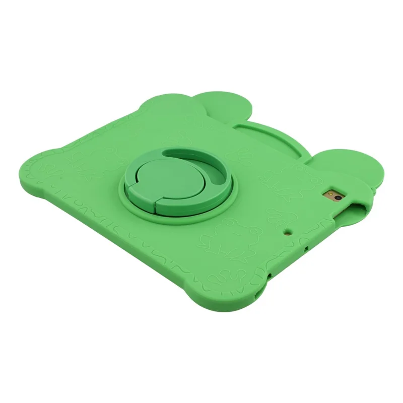 Tablet Case for iPad 9.7-inch (2018) / (2017) / Air 2 / Air (2013) , Rotating Kickstand Cute Frog Design Silicone Cover with Lanyard