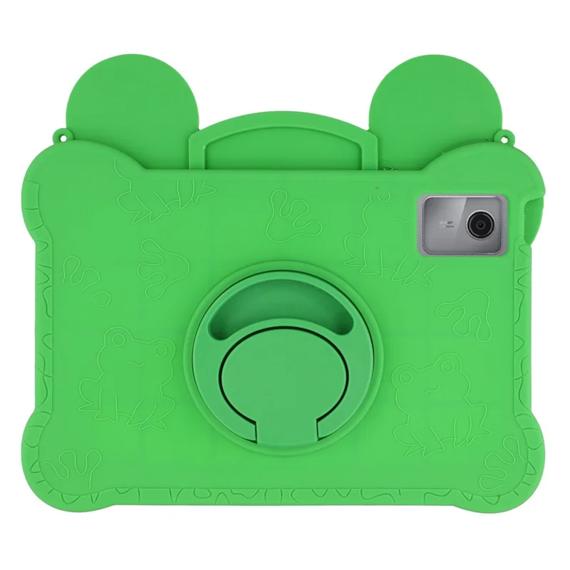 For Lenovo Xiaoxin Pad 11 2025 / 2024 / Tab M11 Case Rotating Kickstand Cute Frog Design Silicone Tablet Cover with Lanyard