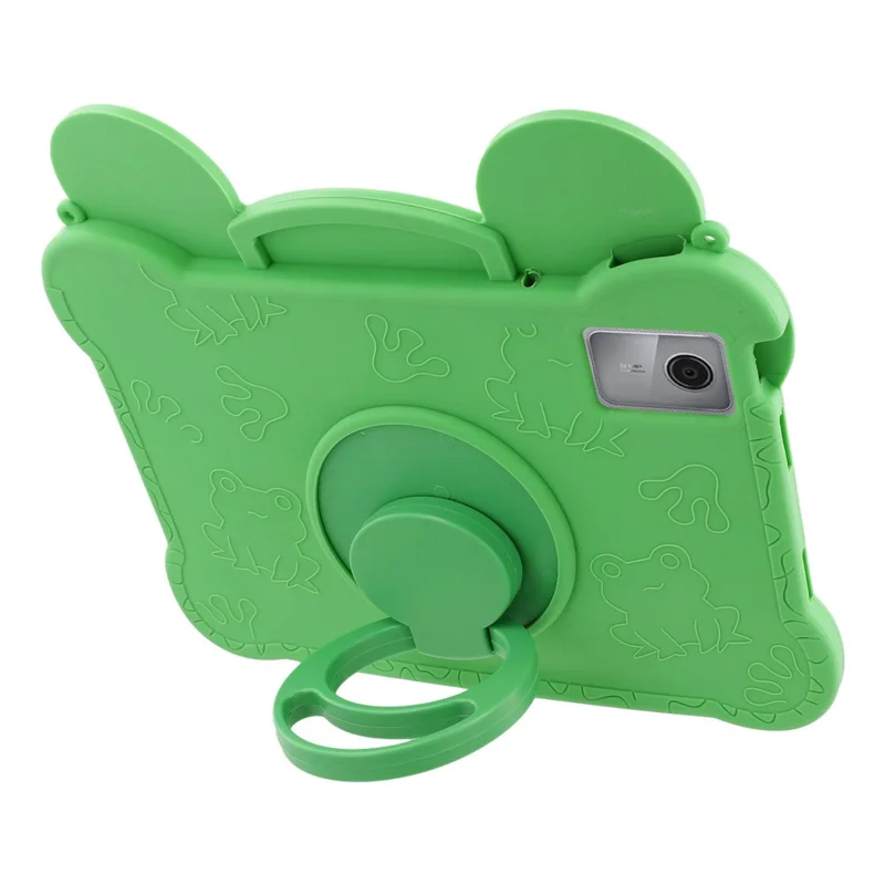 For Lenovo Xiaoxin Pad 11 2025 / 2024 / Tab M11 Case Rotating Kickstand Cute Frog Design Silicone Tablet Cover with Lanyard