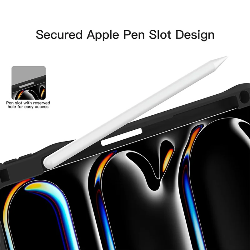 MUTURAL tabletdælge til iPad Pro 11 (2025) / (2024) med gittermønster, foliodælge med stå og blyantlomme - Sort