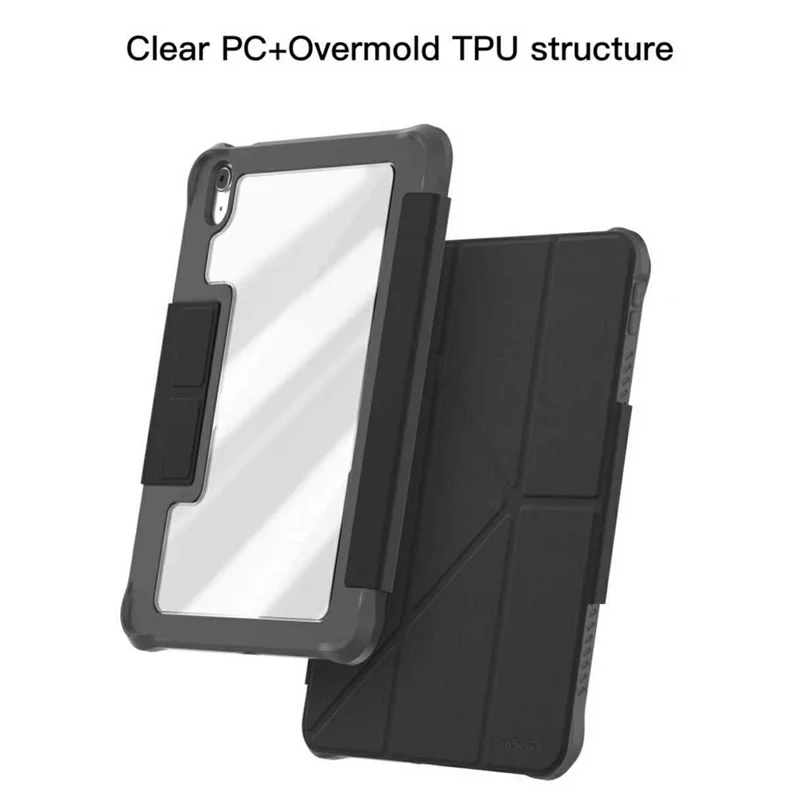 MUTURAL for iPad (2025) / iPad 10.9 (2022) Case with Pen Slot Stand Leather + PC + TPU Shockproof Tablet Cover - Black