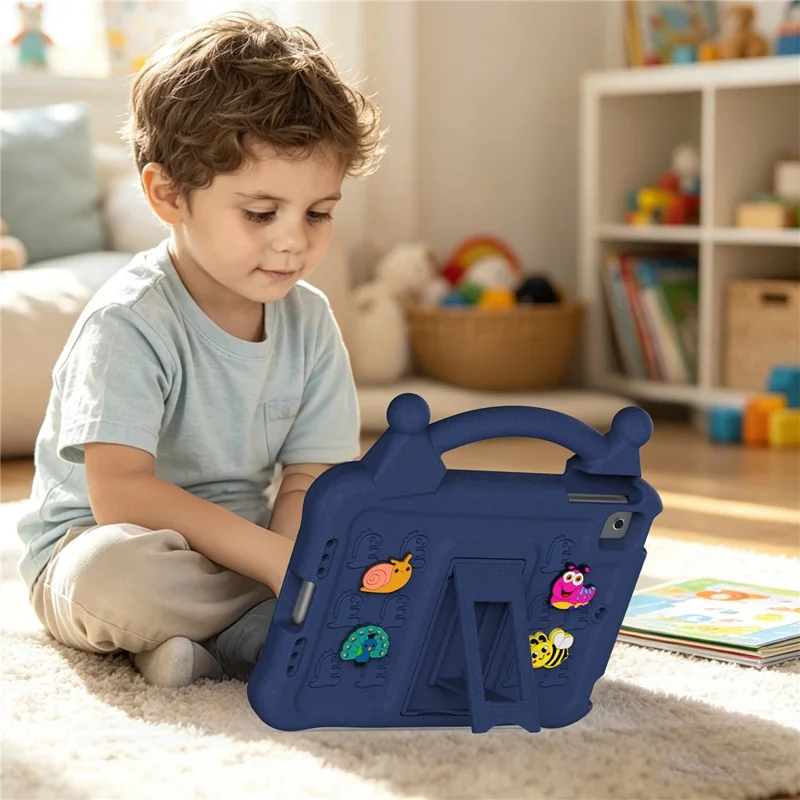 Tegneserie EVA-tabletbeskyttelse til iPad mini (2019) 7,9 tommer / mini 4 / mini 3 / Mini 2 / Mini, støjsikker beskyttelse med støtte og børnevenlig håndtag - Marineblå