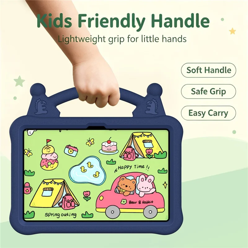 Funda de tableta EVA con dibujos animados para Xiaomi Redmi Pad 2 SE / Pad 2 9.7 / Poco Pad C1, funda resistente a impactos con soporte y asa infantil - Azul marino