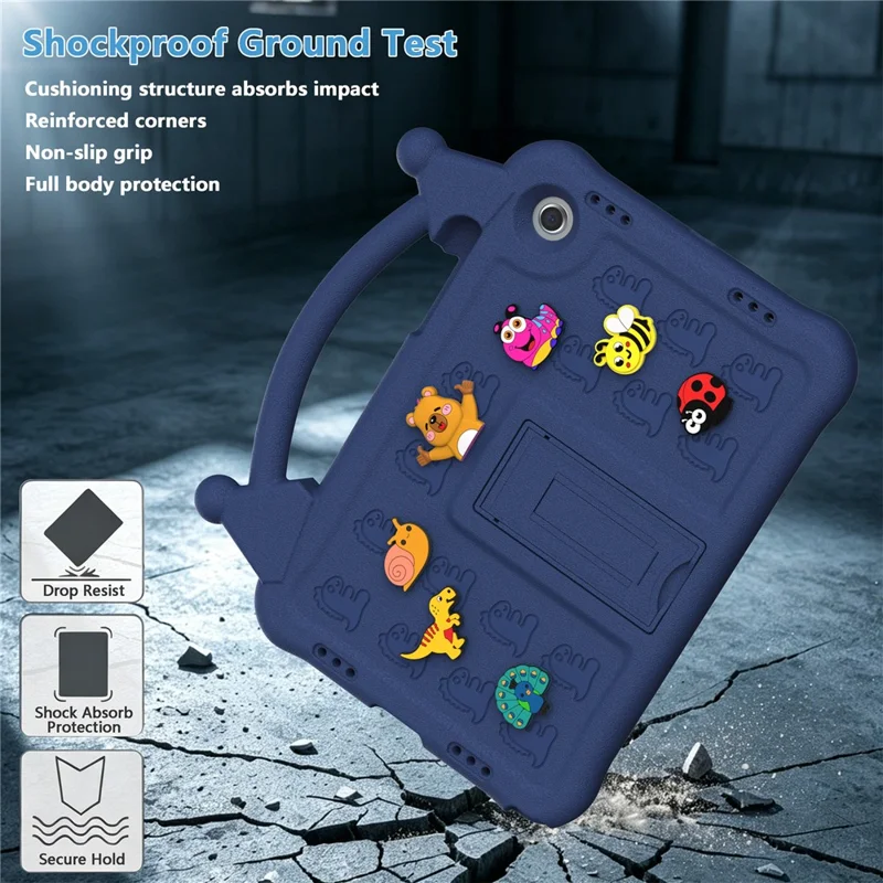 For Samsung Galaxy Tab A8 10.5 (2022) / (2021) Case Kickstand Kid-Friendly Shockproof Cartoon EVA Tablet Cover - Navy Blue