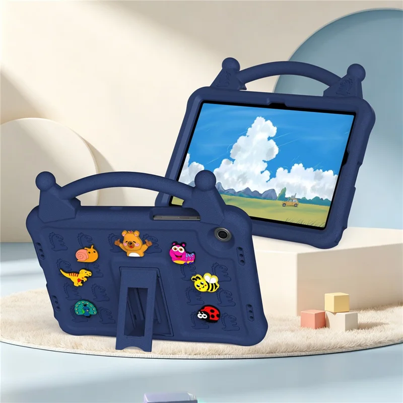 For Samsung Galaxy Tab A8 10.5 (2022) / (2021) Case Kickstand Kid-Friendly Shockproof Cartoon EVA Tablet Cover - Navy Blue