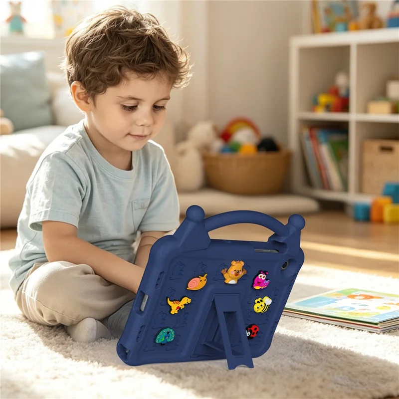 For Samsung Galaxy Tab A8 10.5 (2022) / (2021) Case Kickstand Kid-Friendly Shockproof Cartoon EVA Tablet Cover - Navy Blue