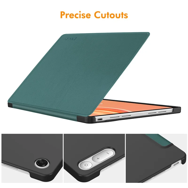 ENKAY HAT PRINCE for Lenovo Tab Plus Gen 2 Protective Case Leather + PC Shockproof Stand Tablet Cover - Blackish Green