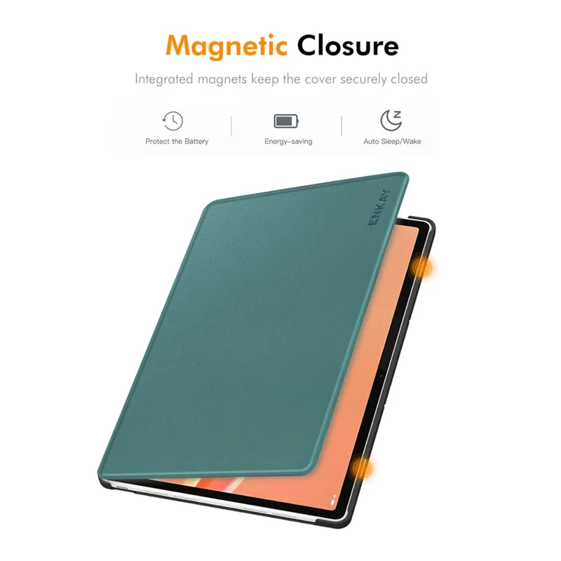 ENKAY HAT PRINCE for Lenovo Tab Plus Gen 2 Protective Case Leather + PC Shockproof Stand Tablet Cover - Blackish Green