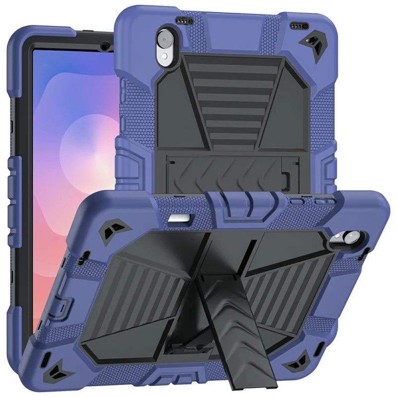 Cover per Samsung Galaxy Tab S11 con Supporto, Custodia Protettiva Antiurto in PC + Silicone - Blu Navy + Nero