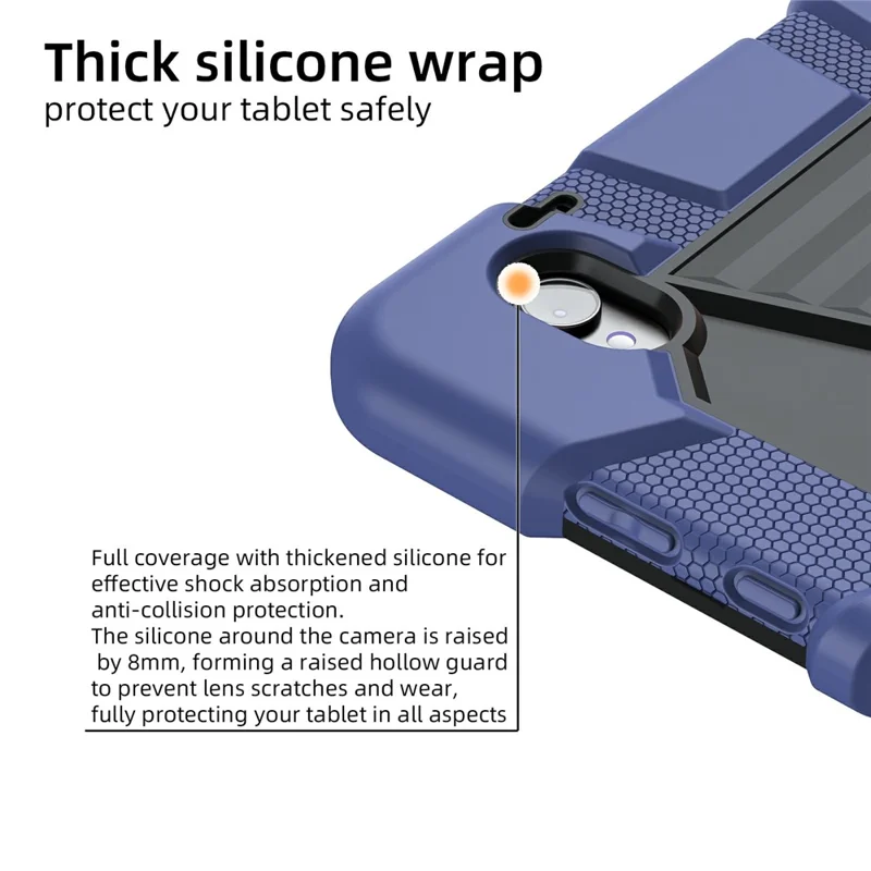 Cover per Samsung Galaxy Tab S11 con Supporto, Custodia Protettiva Antiurto in PC + Silicone - Blu Navy + Nero