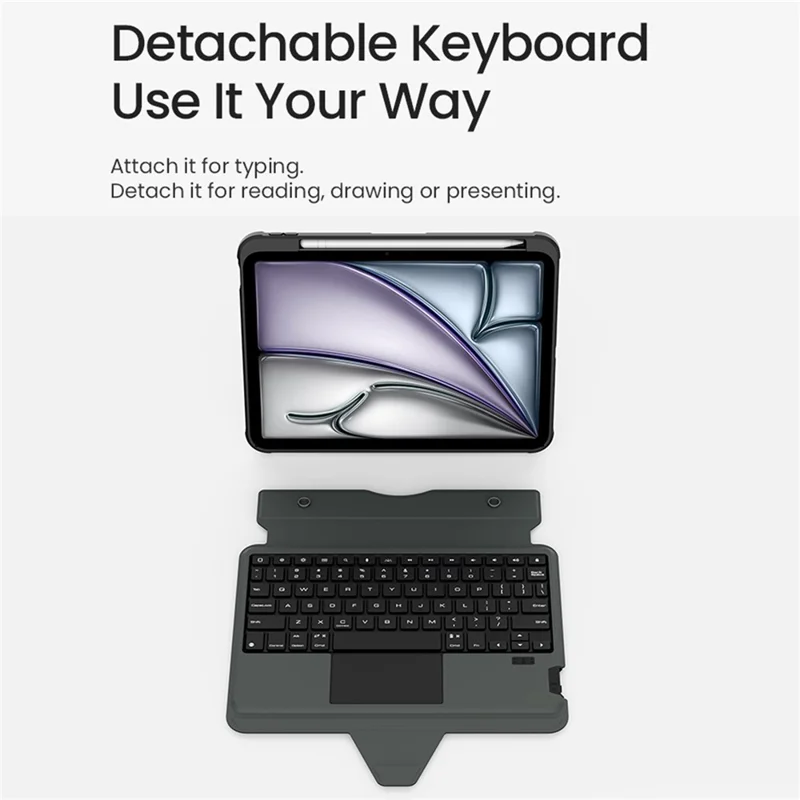NILLKIN Bumper Combo Pro for iPad (2025) / iPad 10.9 (2022) Case with Detachable Bluetooth-Compatible Keyboard, 7-Color Backlit, Multi-Touch Trackpad - Black