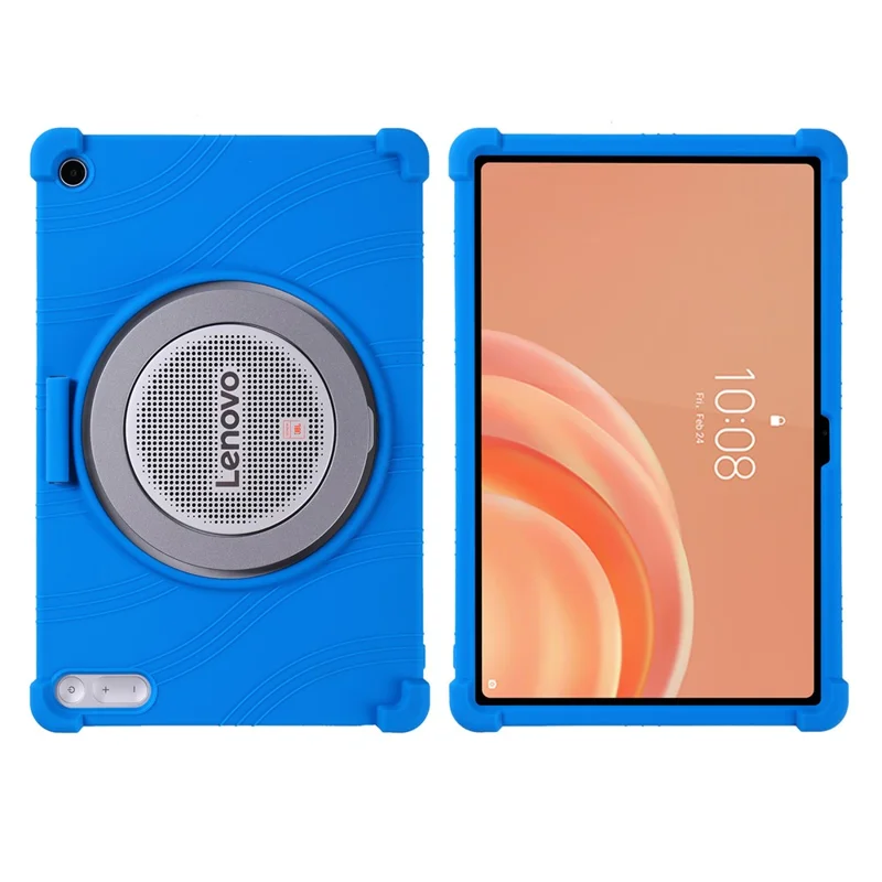 For Lenovo Tab Plus Gen 2 Case Silicone Tablet Protective Cover with Pencil Holder - Dark Blue