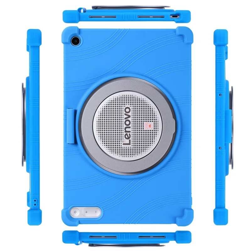 For Lenovo Tab Plus Gen 2 Case Silicone Tablet Protective Cover with Pencil Holder - Dark Blue