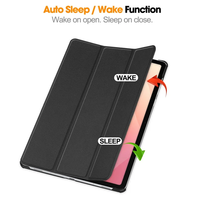 For Samsung Galaxy Tab S12+ PU Leather Tablet Case Anti-drop Tri-Fold Stand Slim Protective Cover - Black