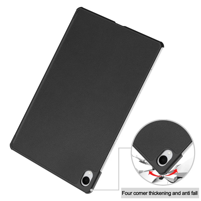 For Samsung Galaxy Tab S12+ PU Leather Tablet Case Anti-drop Tri-Fold Stand Slim Protective Cover - Black