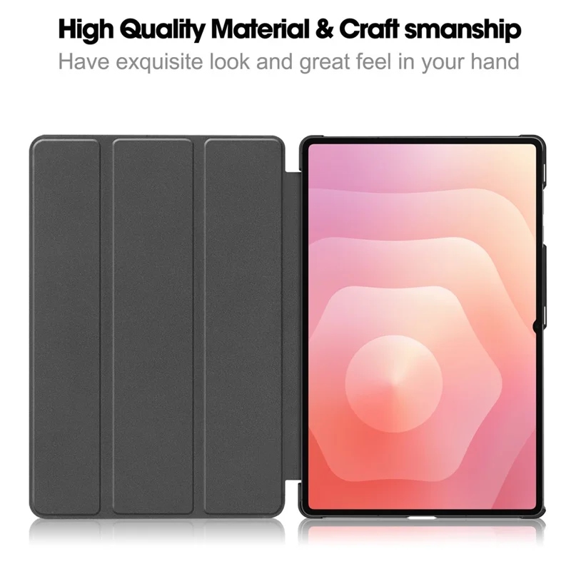 For Samsung Galaxy Tab S12 Ultra / S11 Ultra PU Leather Tablet Case Anti-drop Tri-Fold Stand Slim Protective Cover - Black