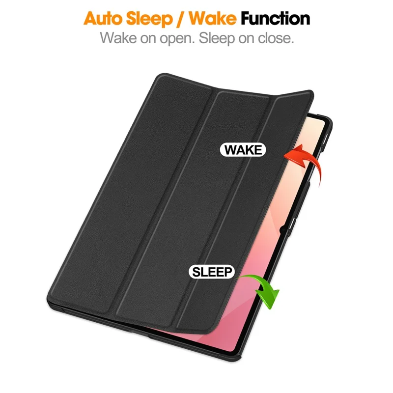 For Samsung Galaxy Tab S12 Ultra / S11 Ultra PU Leather Tablet Case Anti-drop Tri-Fold Stand Slim Protective Cover - Black