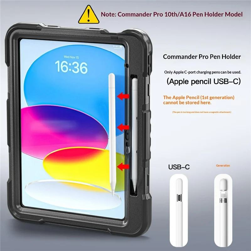 For iPad 10.9 (2022)  /  (2025) Case TPU + PC + Silicone Shockproof Tablet Cover with Kickstand Handle Grip - Navy Blue+Black