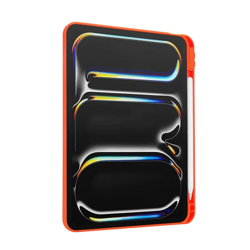 For iPad Pro 11 (2025) / (2024) Case Pencil Slot Kickstand Acrylic + Silicone Tablet Cover - Orange