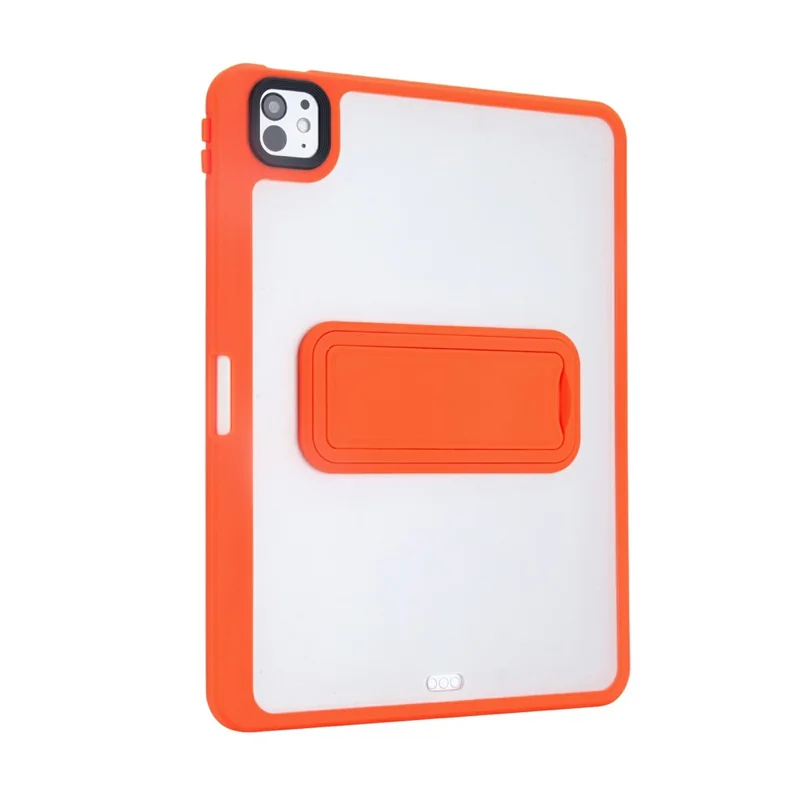 For iPad Pro 11 (2025) / (2024) Case Pencil Slot Kickstand Acrylic + Silicone Tablet Cover - Orange