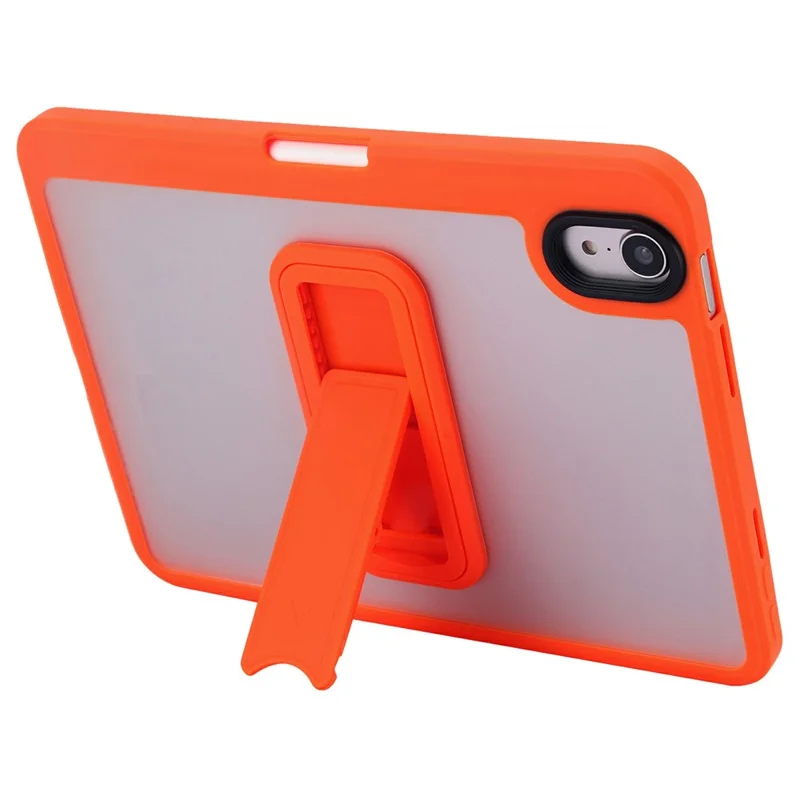 For iPad (2025) / iPad 10.9 (2022) Case Pencil Slot Kickstand Acrylic + Silicone Tablet Cover - Orange