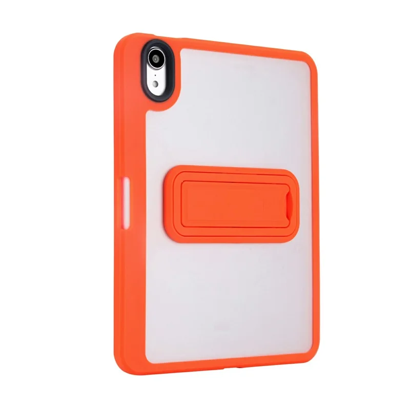 For iPad (2025) / iPad 10.9 (2022) Case Pencil Slot Kickstand Acrylic + Silicone Tablet Cover - Orange