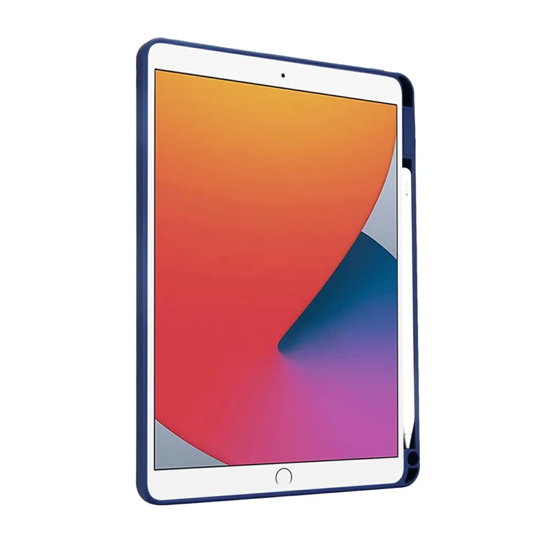 Tablet Case For iPad 10.2 (2021) / (2020) / (2019) Pencil Slot Kickstand Acrylic + Silicone Cover - Dark Blue