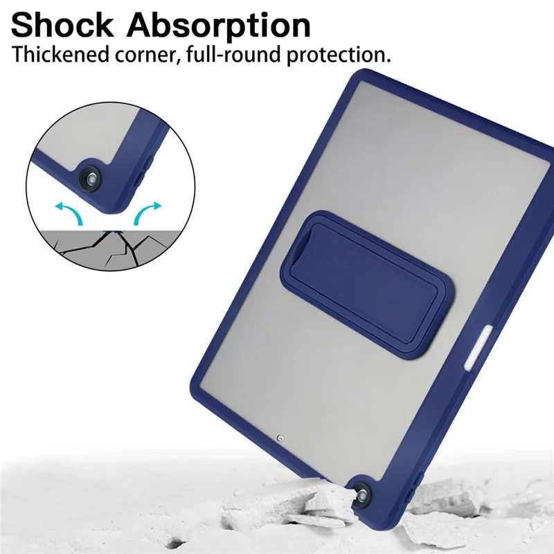 Tablet Case For iPad 10.2 (2021) / (2020) / (2019) Pencil Slot Kickstand Acrylic + Silicone Cover - Dark Blue