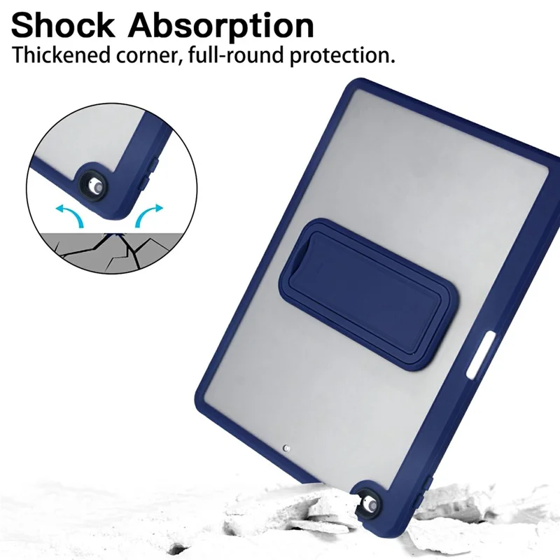 Tablet Case For iPad 9.7-inch (2018) / (2017) / Air 2 Pencil Slot Kickstand Acrylic + Silicone Cover - Dark Blue