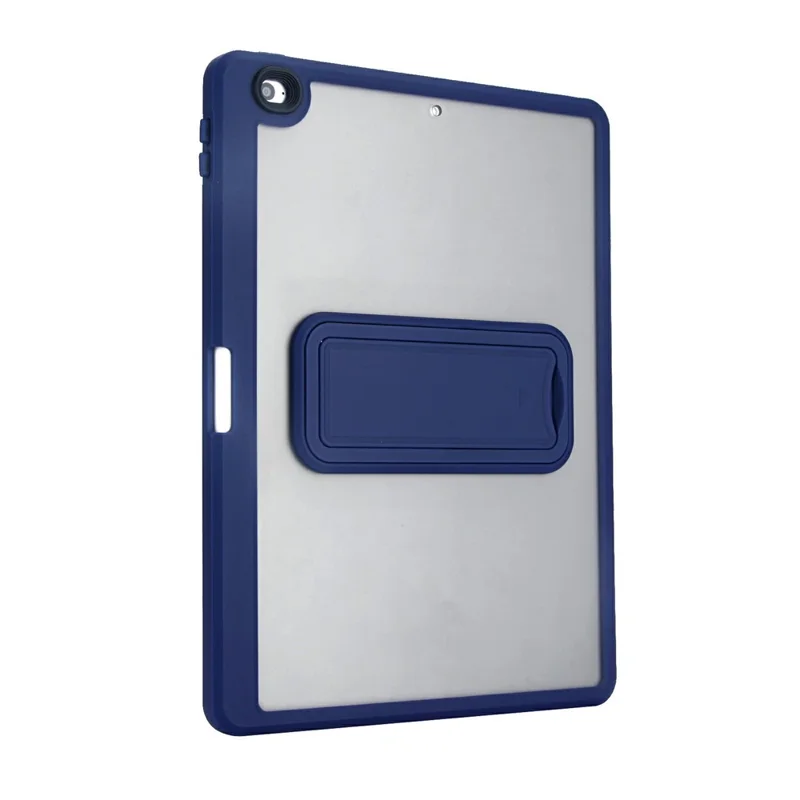 Tablet Case For iPad 9.7-inch (2018) / (2017) / Air 2 Pencil Slot Kickstand Acrylic + Silicone Cover - Dark Blue