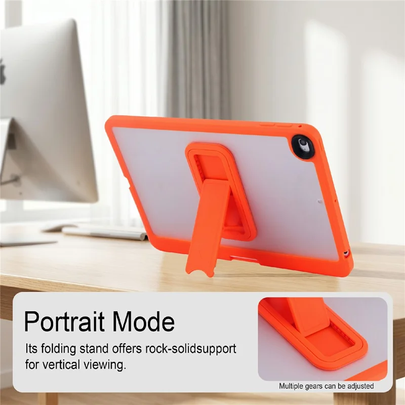 For iPad mini (2019) 7.9 inch / mini 4 Case Pencil Slot Kickstand Acrylic + Silicone Tablet Cover - Orange