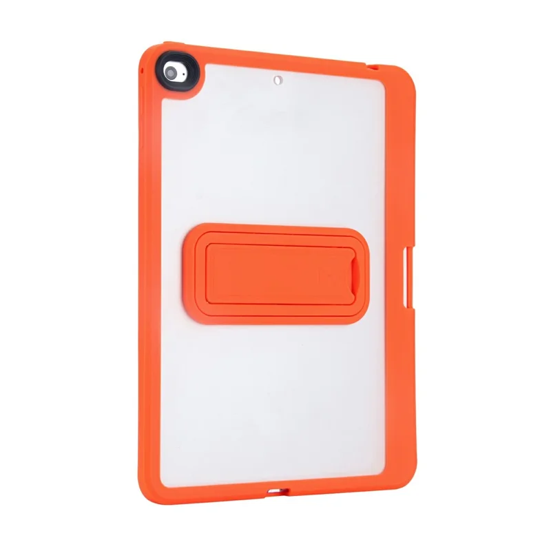 For iPad mini (2019) 7.9 inch / mini 4 Case Pencil Slot Kickstand Acrylic + Silicone Tablet Cover - Orange