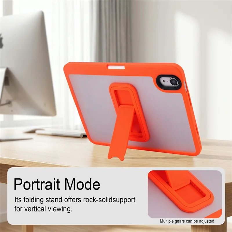 Til iPad mini (2024) / (2021) Taske med Pencil Holder og Støttefod PC-tabletdekning - Orange
