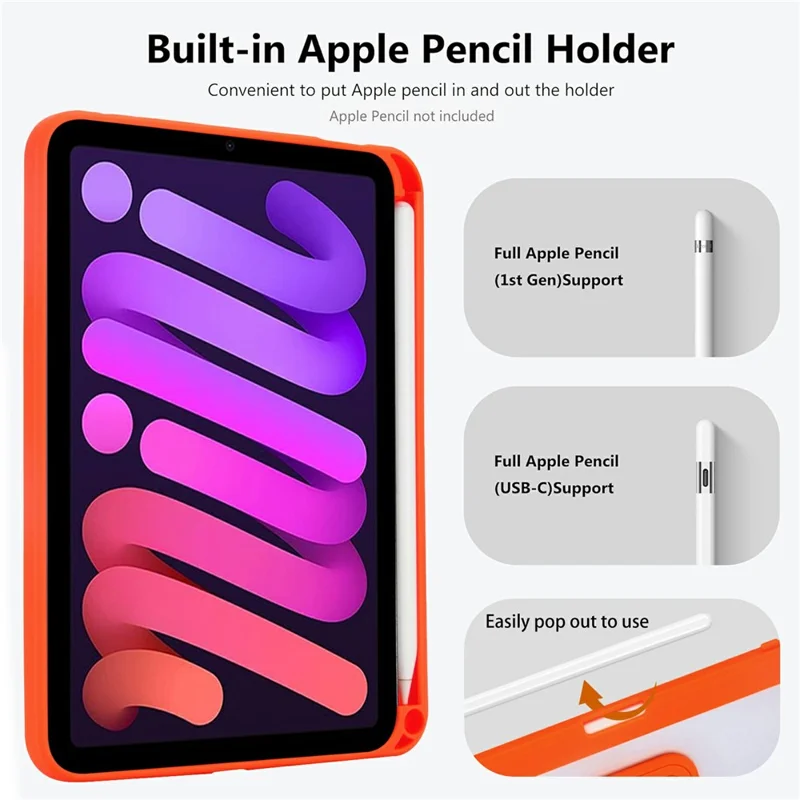 Til iPad mini (2024) / (2021) Taske med Pencil Holder og Støttefod PC-tabletdekning - Orange
