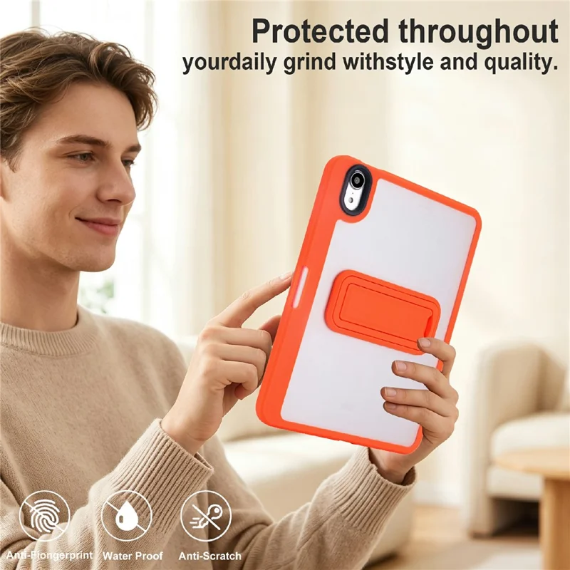 Til iPad mini (2024) / (2021) Taske med Pencil Holder og Støttefod PC-tabletdekning - Orange