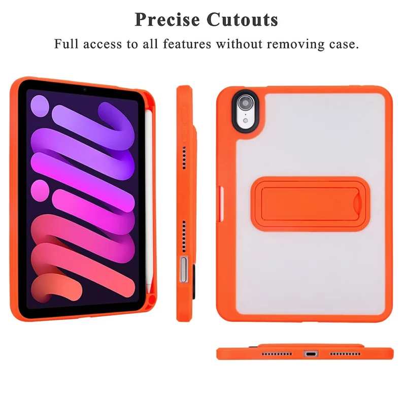 Til iPad mini (2024) / (2021) Taske med Pencil Holder og Støttefod PC-tabletdekning - Orange