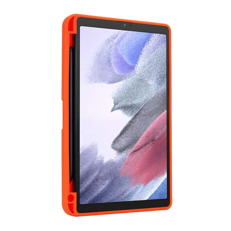 For Samsung Galaxy Tab A7 Lite 8.7-inch Case Pencil Slot Kickstand Acrylic + Silicone Tablet Cover - Orange