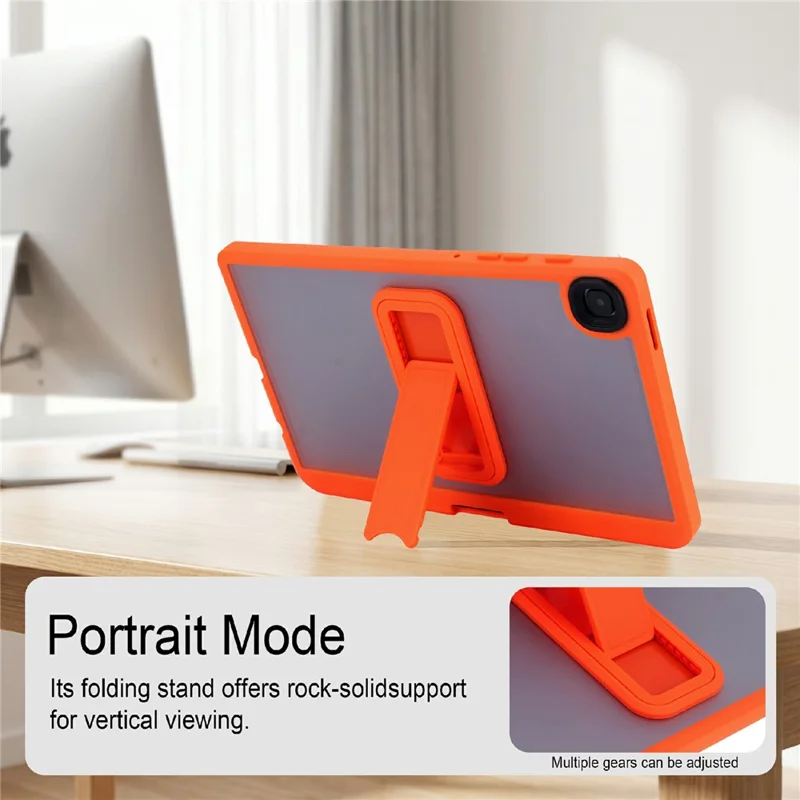 For Samsung Galaxy Tab A7 Lite 8.7-inch Case Pencil Slot Kickstand Acrylic + Silicone Tablet Cover - Orange