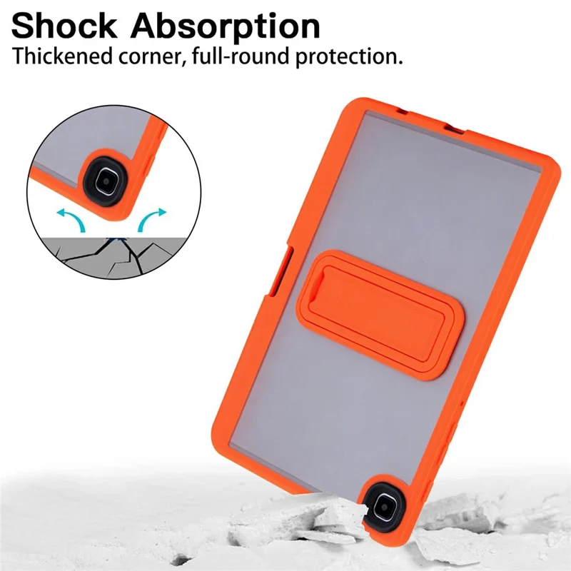 For Samsung Galaxy Tab A7 Lite 8.7-inch Case Pencil Slot Kickstand Acrylic + Silicone Tablet Cover - Orange