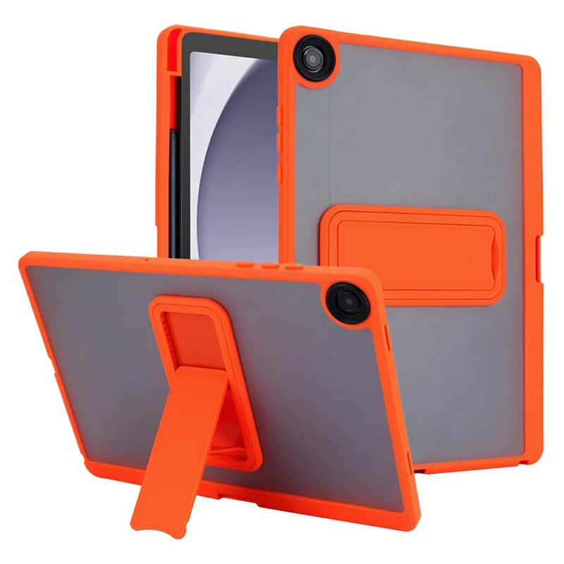 For Samsung Galaxy Tab A11 / Tab A9 Case Pencil Slot Kickstand Acrylic + Silicone Tablet Cover - Orange