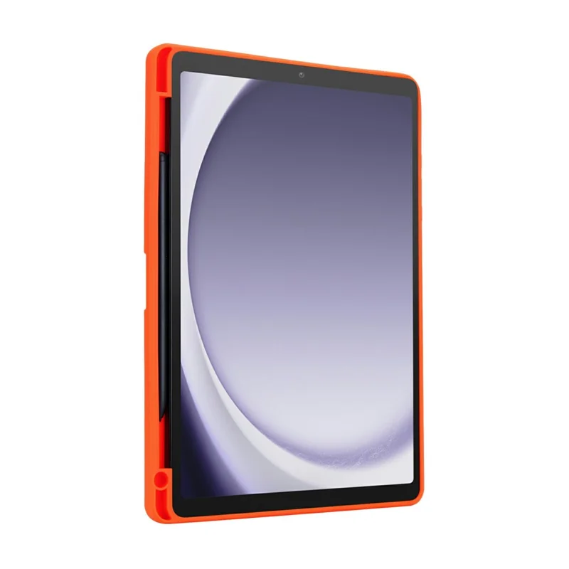 For Samsung Galaxy Tab A11 / Tab A9 Case Pencil Slot Kickstand Acrylic + Silicone Tablet Cover - Orange