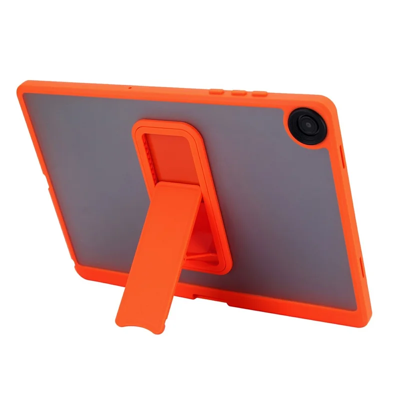 For Samsung Galaxy Tab A11 / Tab A9 Case Pencil Slot Kickstand Acrylic + Silicone Tablet Cover - Orange
