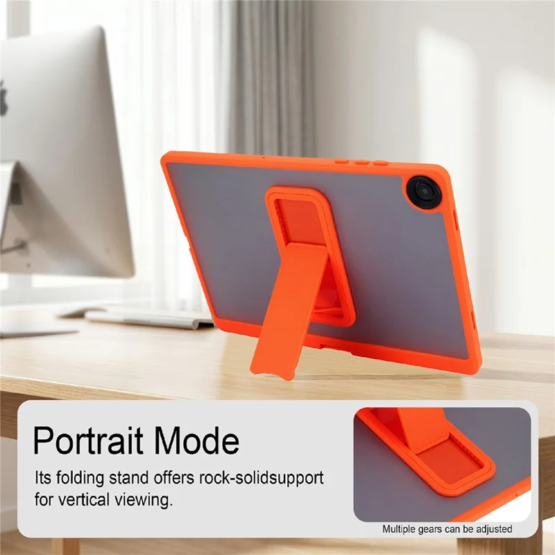 For Samsung Galaxy Tab A11 / Tab A9 Case Pencil Slot Kickstand Acrylic + Silicone Tablet Cover - Orange